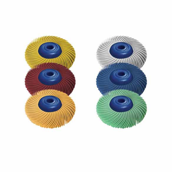 Dedeco Sunburst 3” TC 3-PLY Radial Bristle Discs Extra-Fine 6 Micron Industrial Thermoplastic Rotary Cleaning and Polishing Tool 1/4” Arbor 1 Pack 